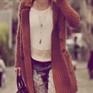 Free People Chunky cardigan in Rust Size Medium